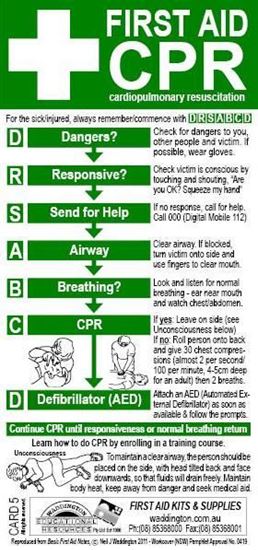 Picture of First Aid --Card CPR Resuscitation Flow Chart